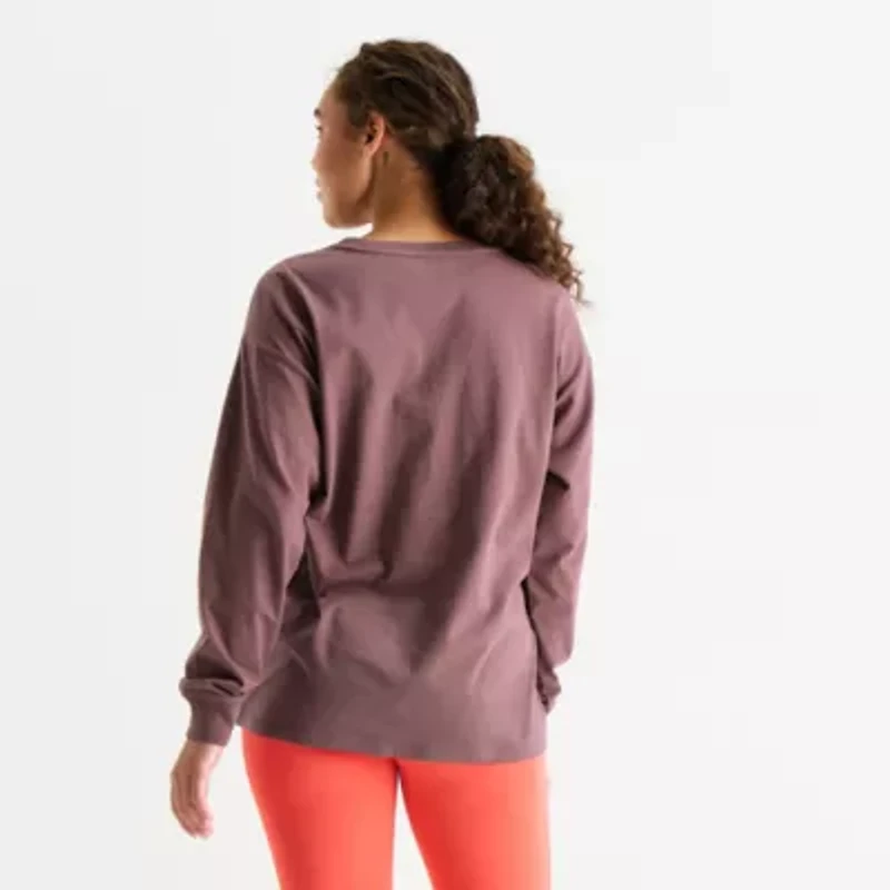 Xersion Womens Round Neck Long Sleeve Graphic Active T-Shirt