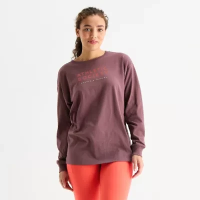 Xersion Womens Round Neck Long Sleeve Graphic Active T-Shirt