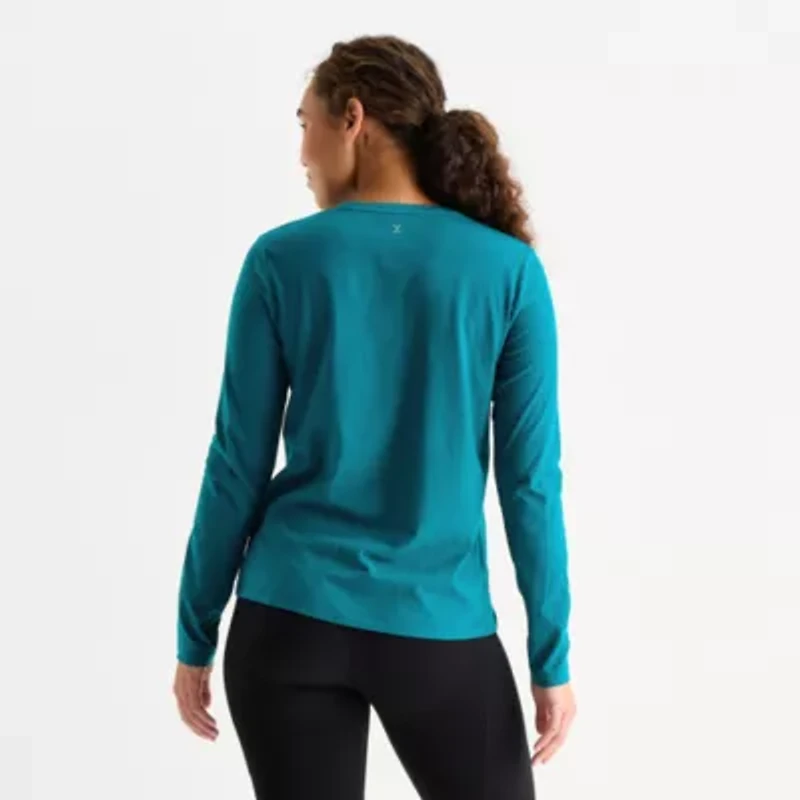 Xersion Womens Cotton Crew Neck Long Sleeve T-Shirt