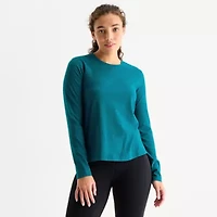 Xersion Womens Cotton Crew Neck Long Sleeve T-Shirt
