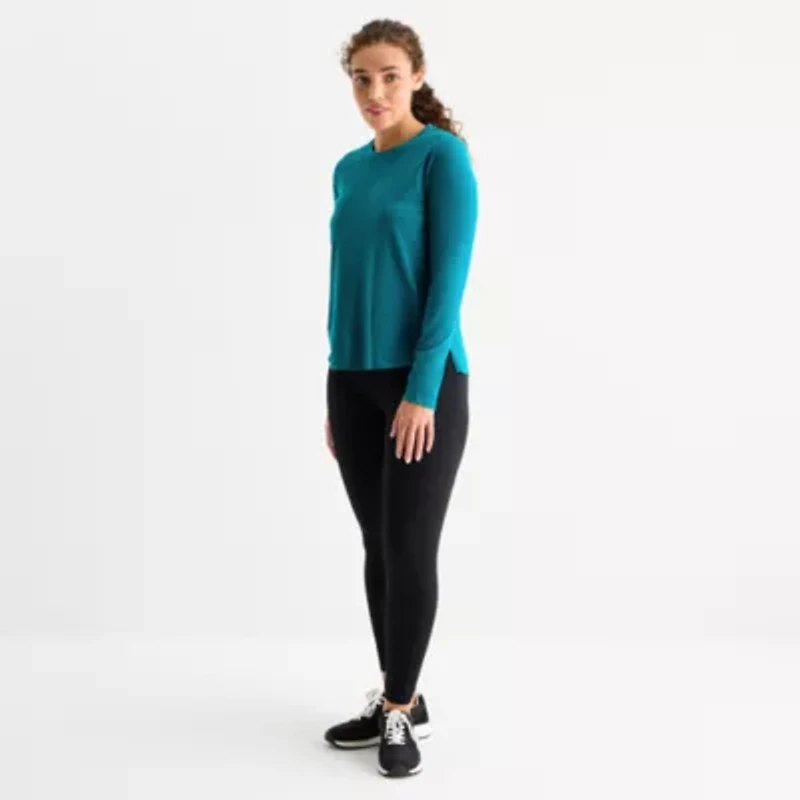 Xersion Womens Cotton Crew Neck Long Sleeve T-Shirt