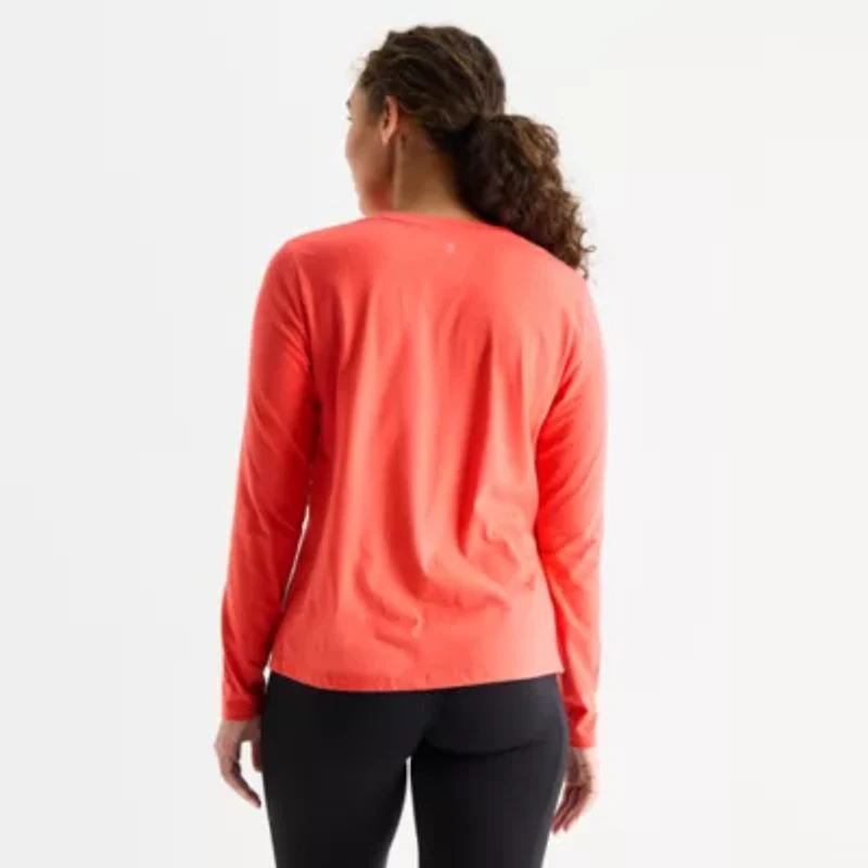 Xersion Womens Cotton Crew Neck Long Sleeve T-Shirt