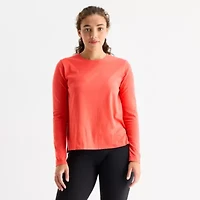 Xersion Womens Cotton Crew Neck Long Sleeve T-Shirt