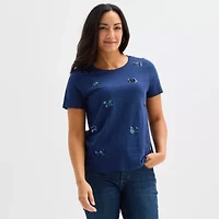 St. John's Bay Womens Crew Neck Short Sleeve T-Shirt