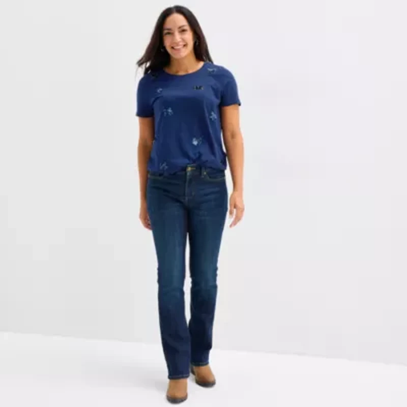 St. John's Bay Womens Crew Neck Short Sleeve T-Shirt