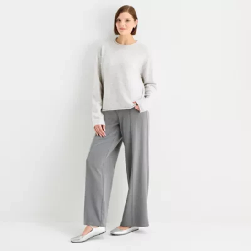Stylus Womens Crew Neck Long Sleeve Pullover Sweater