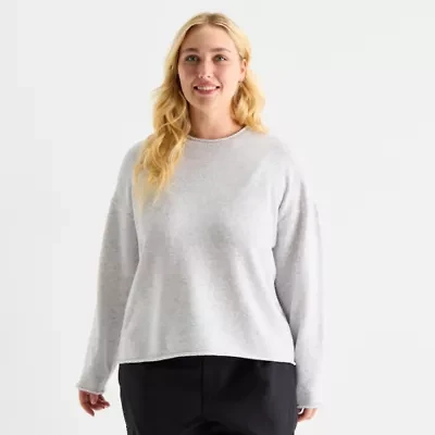 Stylus Plus Womens Crew Neck Long Sleeve Pullover Sweater