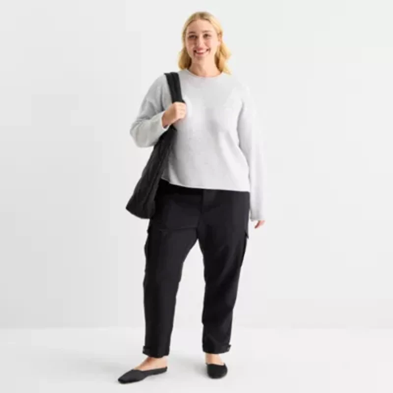 Stylus Plus Womens Crew Neck Long Sleeve Pullover Sweater