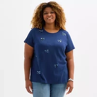 St. John's Bay Womens Plus Crew Neck Short Sleeve T-Shirt