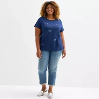St. John's Bay Womens Plus Crew Neck Short Sleeve T-Shirt