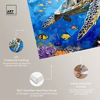 ART REMEDY® "Turtle Swimming" Giclee Animals Canvas Art