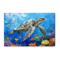 ART REMEDY® "Turtle Swimming" Giclee Animals Canvas Art