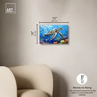 ART REMEDY® "Turtle Swimming" Giclee Animals Canvas Art