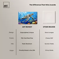 ART REMEDY® "Turtle Swimming" Giclee Animals Canvas Art