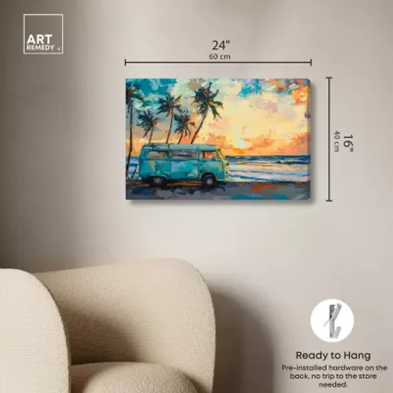 ART REMEDY® "Old School Spring Break" Giclee Entertainment And Hobbies Canvas Art