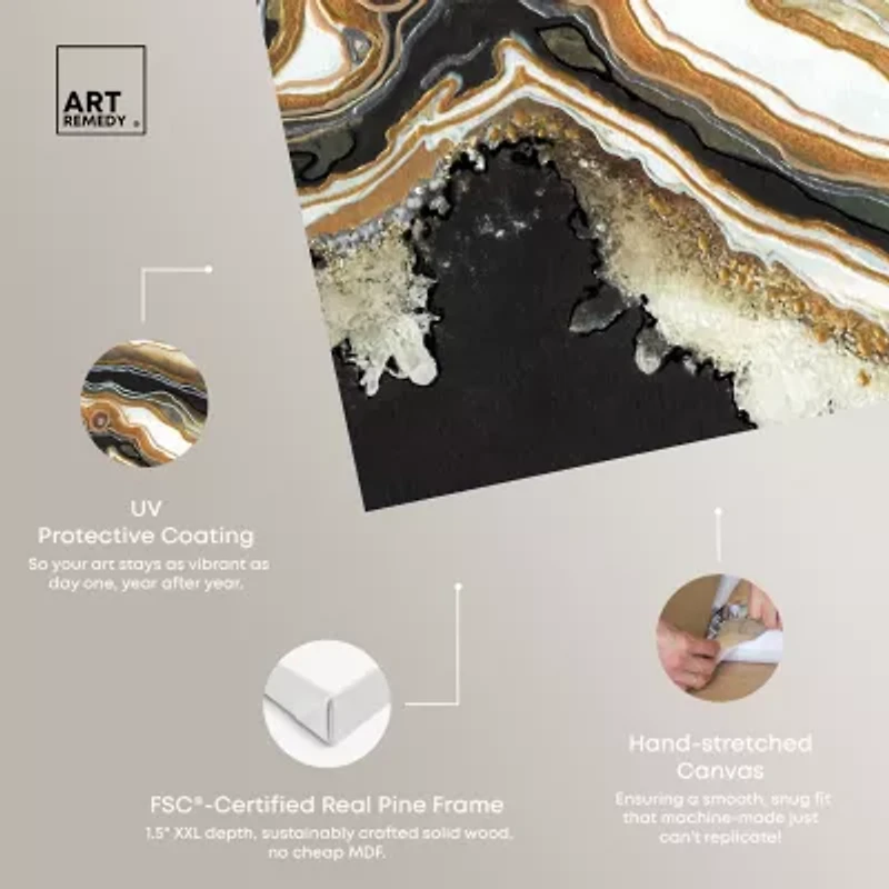 ART REMEDY® "Black And Gold Ii" Giclee Abstract Canvas Art