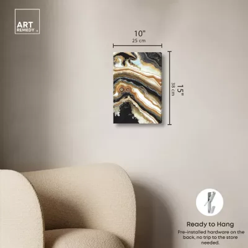 ART REMEDY® "Black And Gold Ii" Giclee Abstract Canvas Art