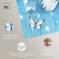 ART REMEDY® "Textured Blue Butterflies" Giclee Animals Canvas Art