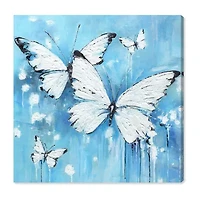 ART REMEDY® "Textured Blue Butterflies" Giclee Animals Canvas Art