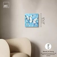 ART REMEDY® "Textured Blue Butterflies" Giclee Animals Canvas Art
