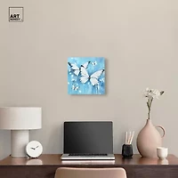 ART REMEDY® "Textured Blue Butterflies" Giclee Animals Canvas Art