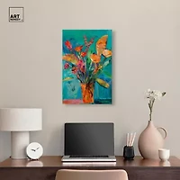 ART REMEDY® "Bold And Bright Flower Vase" Giclee Floral And Botanical Canvas Art