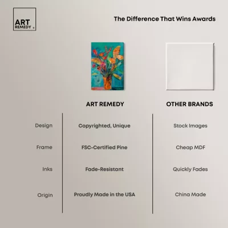 ART REMEDY® "Bold And Bright Flower Vase" Giclee Floral And Botanical Canvas Art