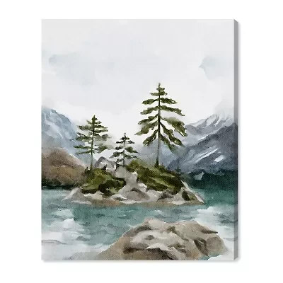 ART REMEDY® "Cold Winter Lake" Giclee Nature And Landscape Canvas Art