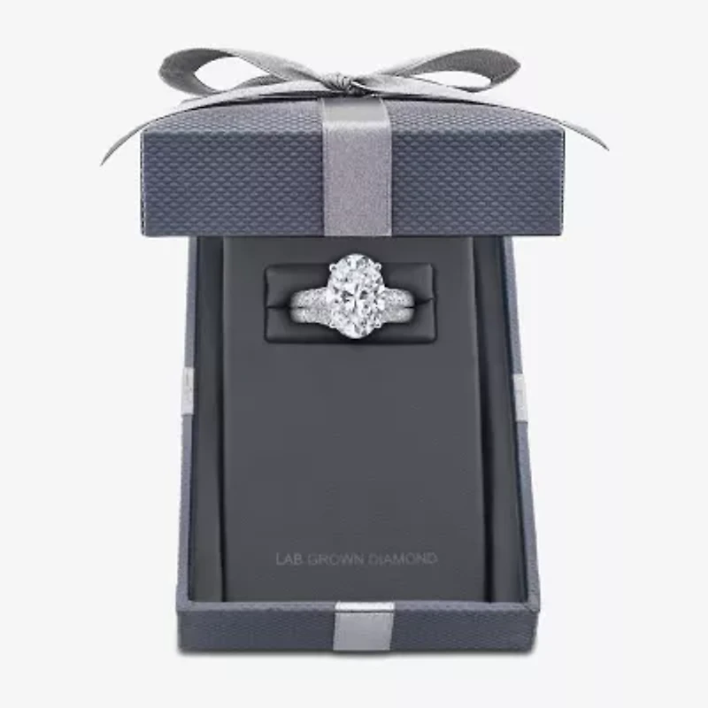 Grown Gorgeous (F,Vs2) Womens / Ct. T.W. Lab White Diamond 14K Gold or Platinum Oval Side Stone Bridal Set