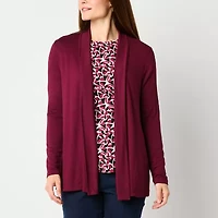Liz Claiborne Womens Long Sleeve Open Front Tall Cardigan