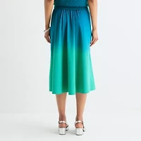 Liz Claiborne Womens Mid Rise Midi Plus A-Line Skirt