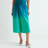 Liz Claiborne Womens Mid Rise Midi Plus A-Line Skirt