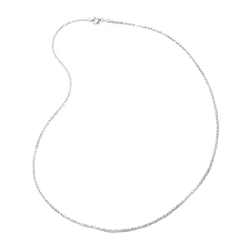 Silver Treasures Made Italy Sterling 16-24" Round Sparkle Chain Necklace