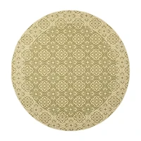 Safavieh Courtyard Collection Spots Oriental Indoor/Outdoor Round Area Rug