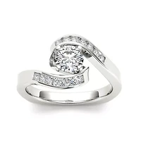 Womens 3/4 CT. T.W. Natural White Diamond 14K Gold Round Bypass  Engagement Ring