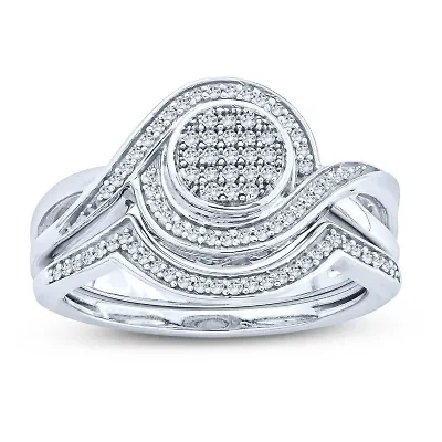 Womens 1/4 CT. T.W. Genuine White Diamond Sterling Silver Bridal Set