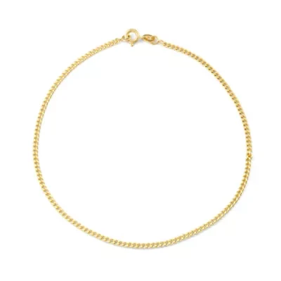 Unisex Adult 14K Gold Over Silver 10 Inch Solid Curb Ankle Bracelet