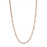 Unisex Adult 14K Rose Gold Over Silver 16 Inch Singapore Chain Necklace