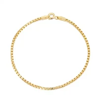 Womens 14K Gold Over Silver 7.5 Inch Solid Box Chain Bracelet