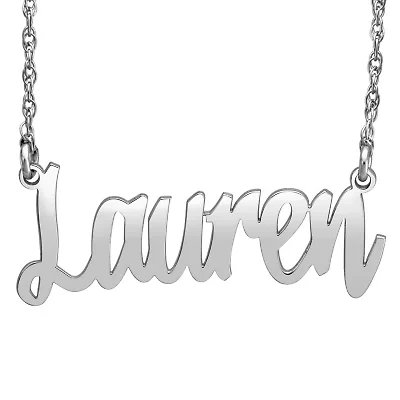 Personalized Womens 24K Gold Over Silver 18 Inch Name Necklace
