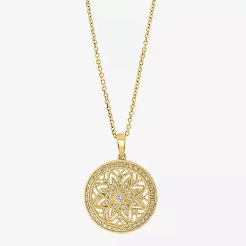 Effy  Womens 1/4 CT. T.W. Natural Diamond 14K Gold 18 Inch Pendant Necklace