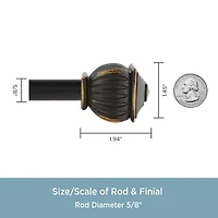 Kenney Benji Square 5/8 Adjustable Curtain Rod