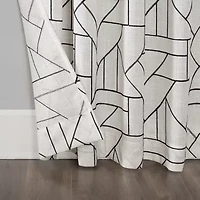 Archaeo Jigsaw Embroidery Linen Blend Rod Pocket Sheer Single Curtain Panel