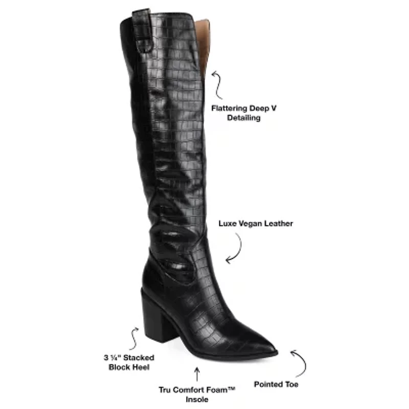 Journee Collection Womens Therese Wide Calf Stacked Heel Riding Boots