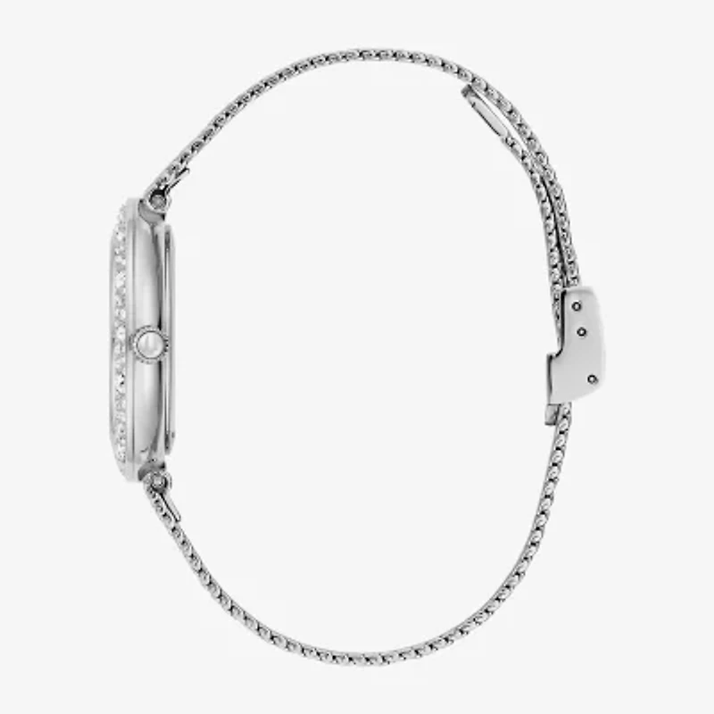 Bulova Crystal Womens Crystal Accent Silver Tone Stainless Steel Strap Watch 96l329