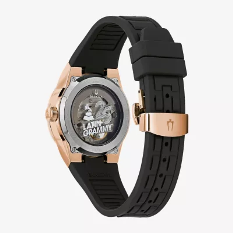 Bulova Latin Grammy Mens Automatic Black Strap Watch 97a186