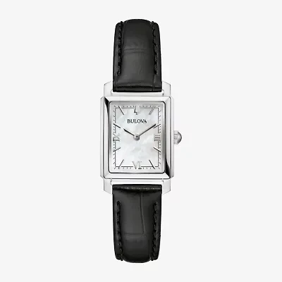 Bulova Womens Black Leather Strap Watch 96l330