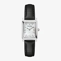 Bulova Womens Black Leather Strap Watch 96l330