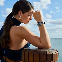 Bulova Marc Anthony Womens Blue Leather Strap Watch 97p174