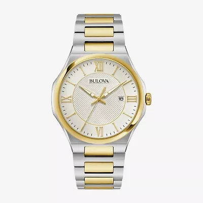 Bulova Mens Two Tone Stainless Steel Bracelet Watch 98b440
